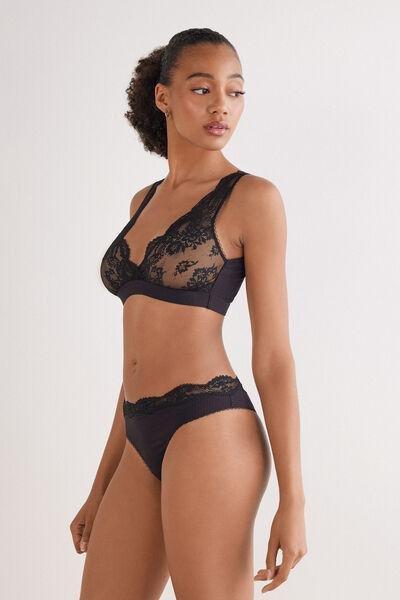 Black Your Everyday Wear Floral Lace Triangle Bra, , large image number 1