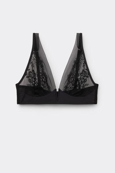 black Sheer Glamour Triangle Bra, Black, large image number 6