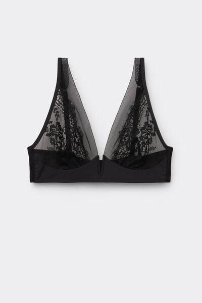 black Sheer Glamour Triangle Bra, Black, large image number 7