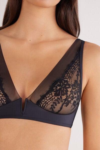 black Sheer Glamour Triangle Bra, Black, large image number 10
