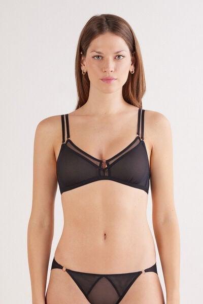 Black Modern Attitude Triangle Bra, Black, large image number 1
