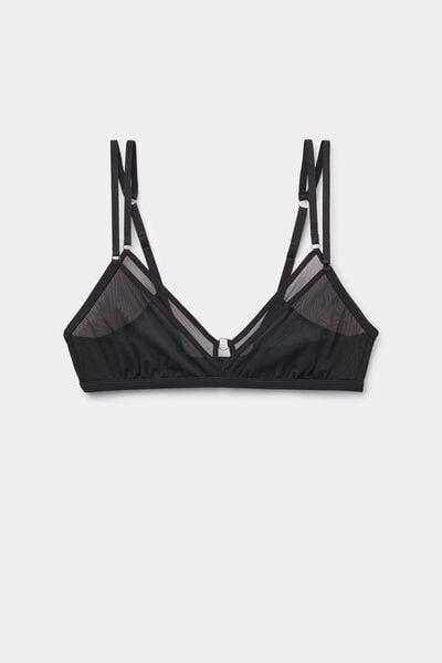 Black Modern Attitude Triangle Bra, Black, large image number 3