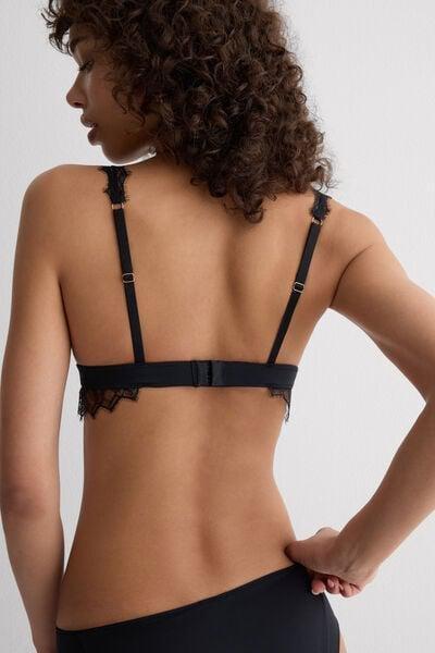 Black Playful Glamour Triangle Bra, Black, large image number 2