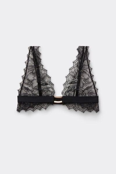 Black Playful Glamour Triangle Bra, Black, large image number 3