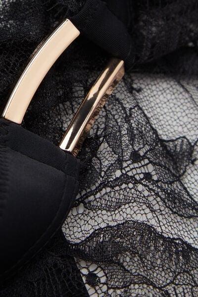 Black Playful Glamour Triangle Bra, Black, large image number 4