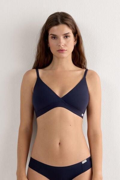 Blue Emma Natural Cotton Triangle Bra, Intense Blue, large image number 1