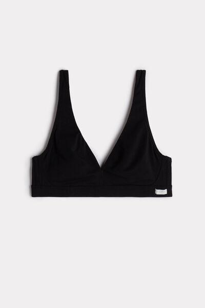 Black Lara Cotton Triangle Bra, , large image number 2