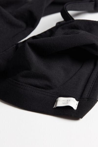 Black Lara Cotton Triangle Bra, , large image number 5