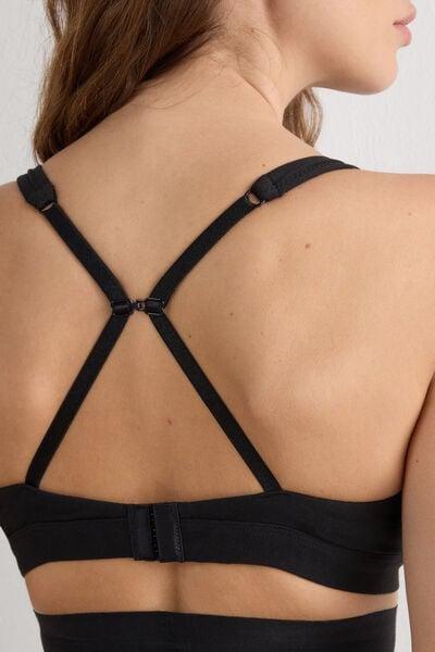 Black Moulded Triangle Bra, Black, large image number 6