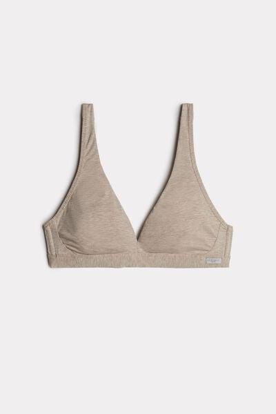Beige Natural Cotton Triangle Bra, Natural Blend, large image number 2