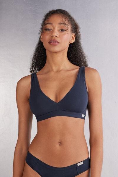 Blue Natural Cotton Triangle Bra, , medium