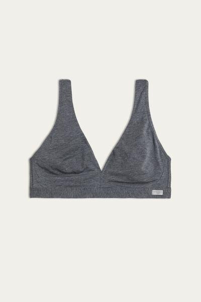 Grey Natural Cotton Triangle Bra, Cloud Grey Blend, large image number 3