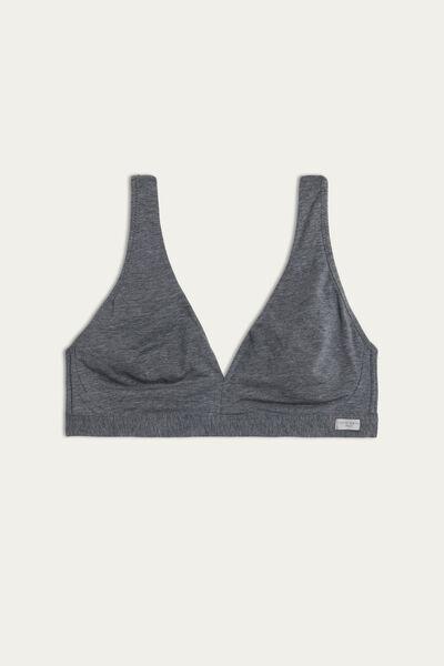 Grey Natural Cotton Triangle Bra, Cloud Grey Blend, large image number 4