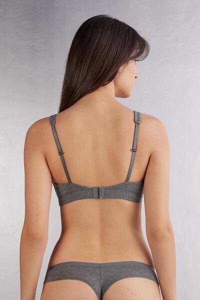 Grey Natural Cotton Triangle Bra, Cloud Grey Blend, large image number 6