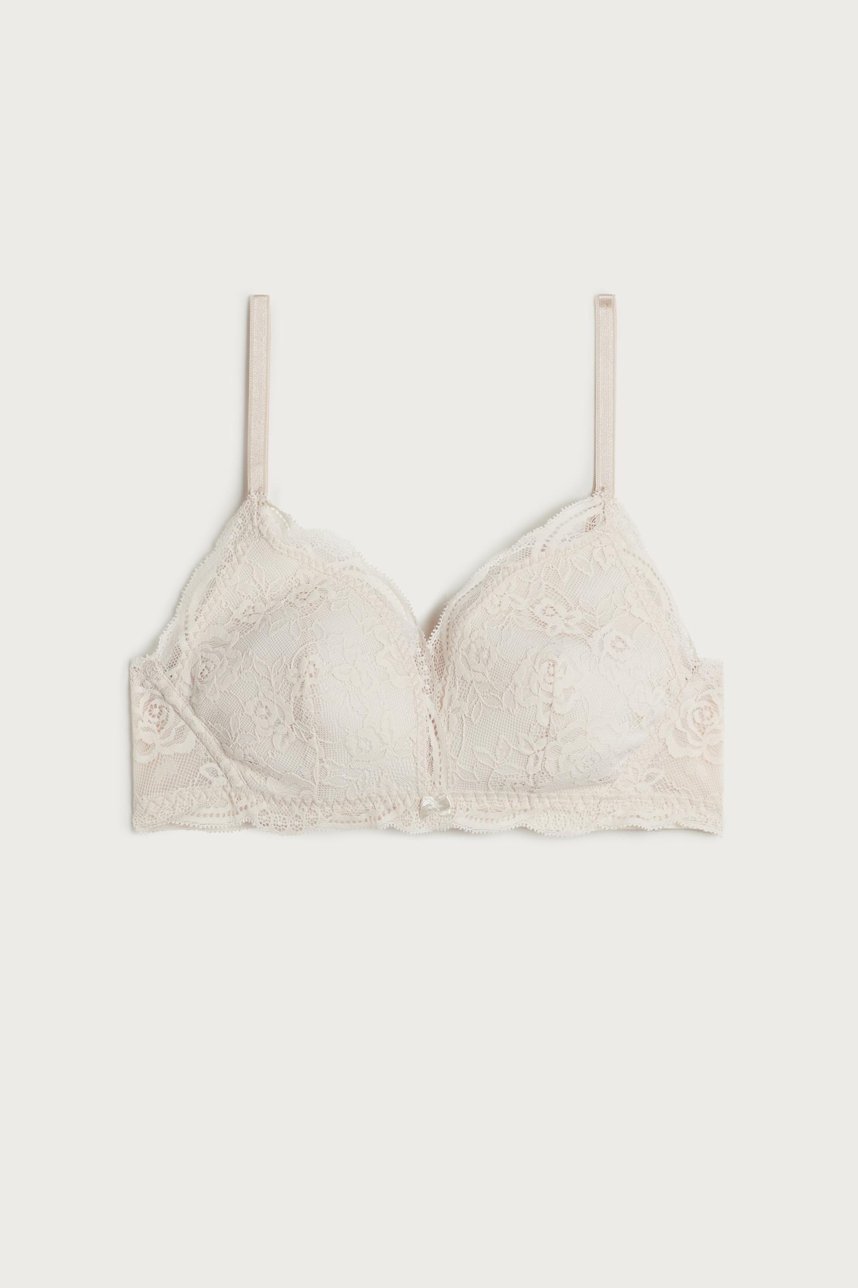 White Silk Lucia Lace Triangle Bra, , large image number 2