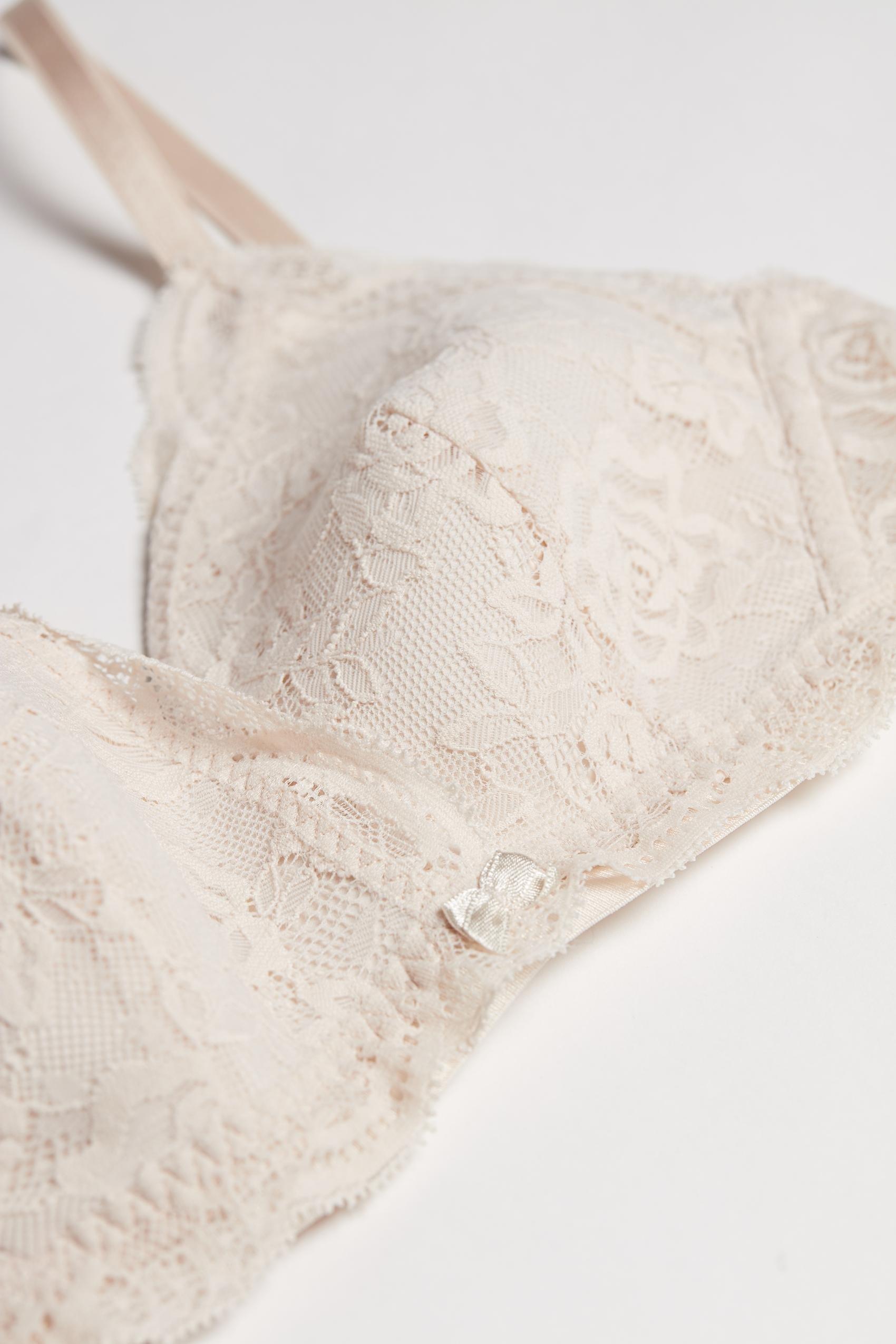 White Silk Lucia Lace Triangle Bra, , large image number 5