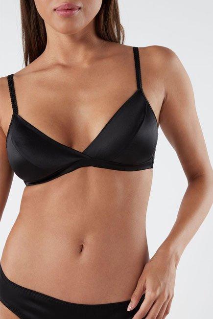 Black Unpadded Triangle Bra, , large image number 2