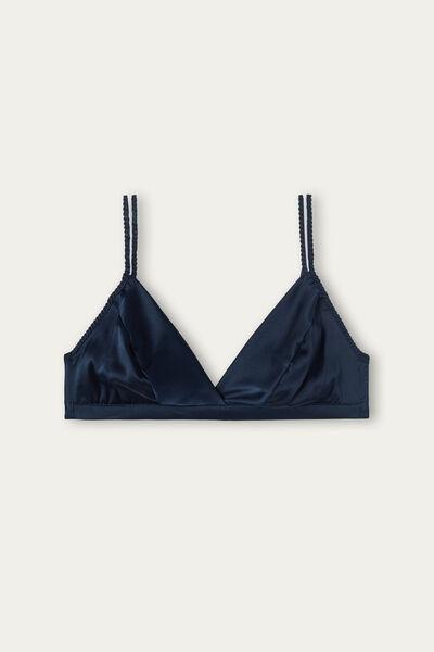 Blue Emma Silk Triangle Bra, , large image number 3