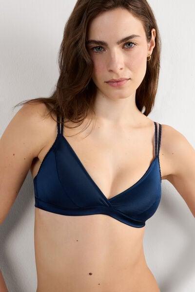 Blue Silk Triangle Bra, Intense Blue, large image number 7
