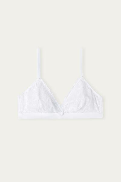 White Emma Lace Triangle Bra, White, large image number 2