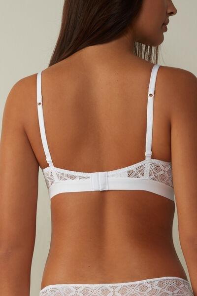 White Emma Lace Triangle Bra, White, large image number 3