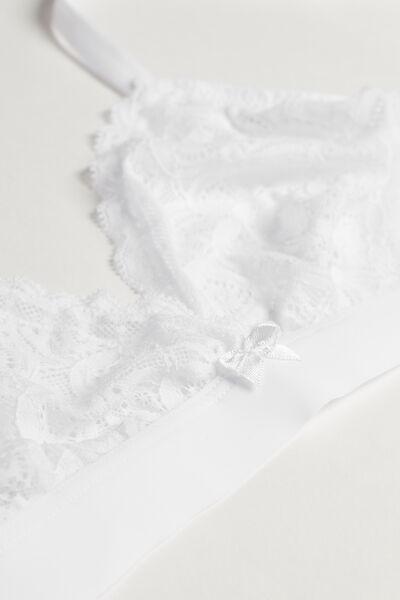 White Emma Lace Triangle Bra, White, large image number 4