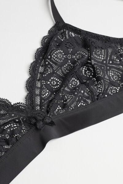 Black Emma Lace Triangle Bra, Black, large image number 5