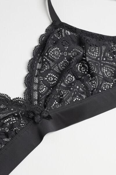 Black Emma Lace Triangle Bra, Black, large image number 6