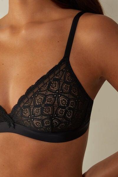 Black Emma Lace Triangle Bra, Black, large image number 7