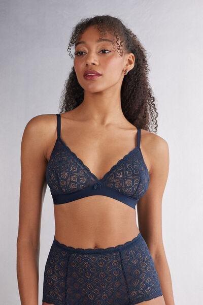 Navy Emma Lace Triangle Bra, Intense Blue, medium