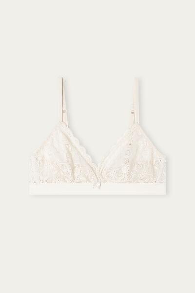 White Silk Emma Lace Triangle Bra, , large image number 2