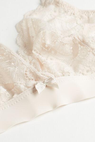 White Silk Emma Lace Triangle Bra, , large image number 4