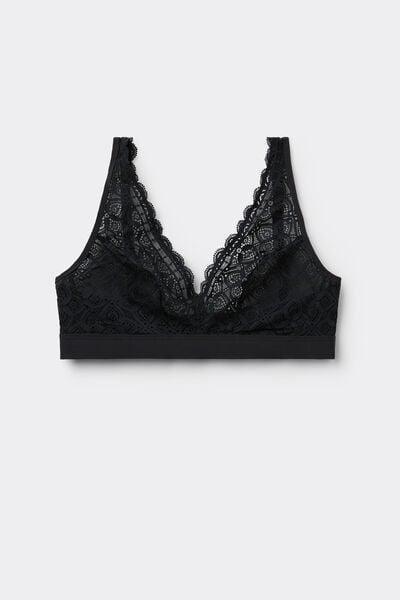 Black Lara Lace Triangle Bra, Black, large image number 3
