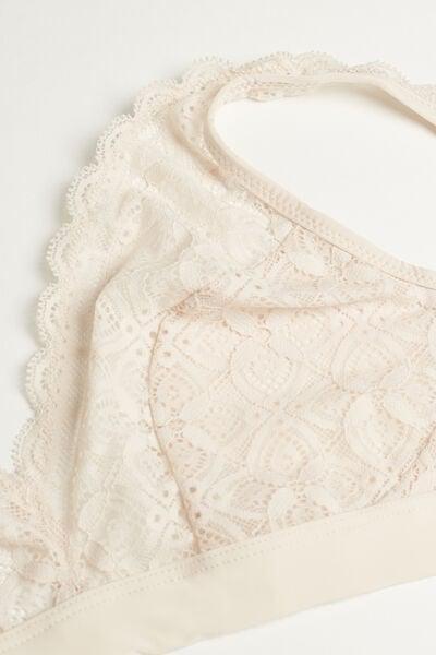White Silk Lara Lace Triangle Bra, Silk, large image number 4