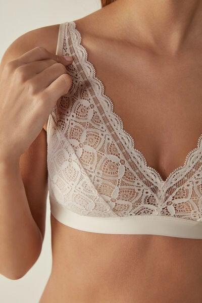White Silk Lara Lace Triangle Bra, Silk, large image number 5