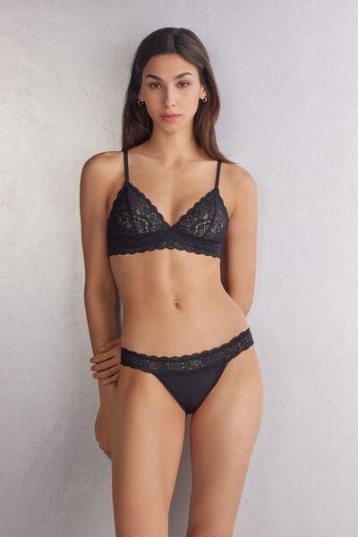 Black Emma Triangle Lace Bra, , large image number 2