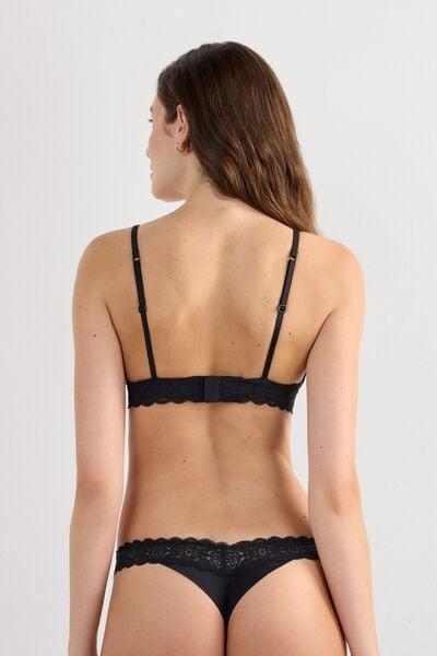 Black Emma Triangle Lace Bra, Black, medium