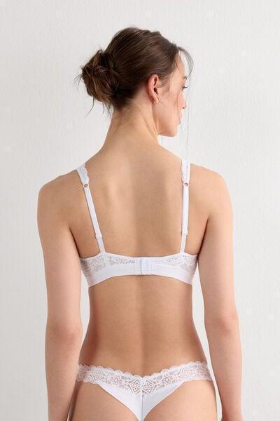 White Lara Lace Triangle Bra, White, large image number 2