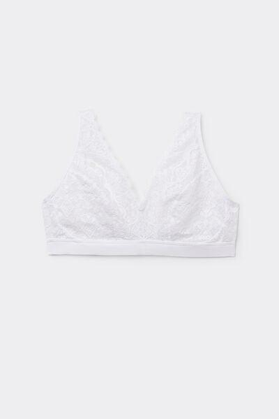 White Lara Lace Triangle Bra, White, large image number 3