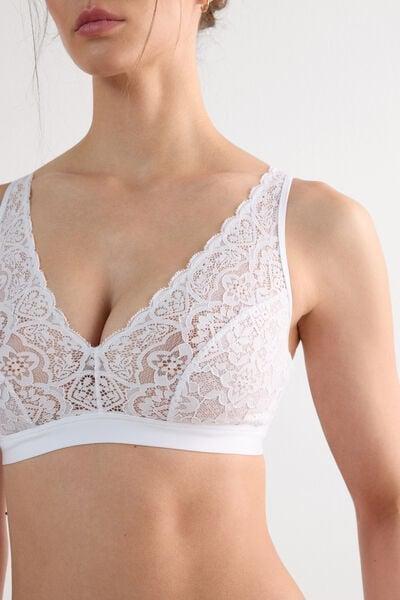 White Lara Lace Triangle Bra, White, large image number 5