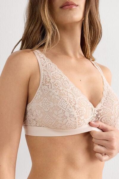 Cream Lara Lace Triangle Bra, Silk, large image number 5