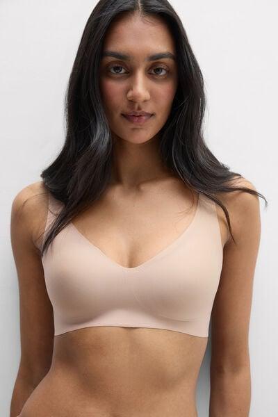 Beige Aria Microfibre Racer-Back Bra, Soft Beige, large image number 1