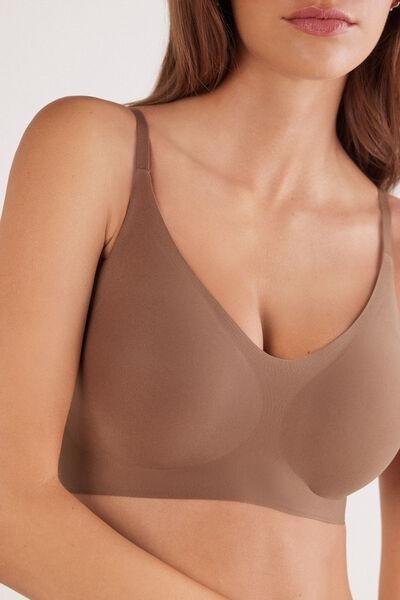 Caramel V-Neck Microfibre Bra, Brown Mocha, large image number 5