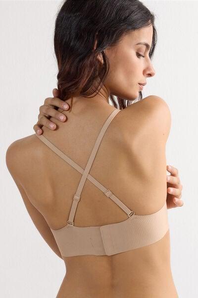 Beige Laila V Neck Bra, Soft Beige, large image number 5