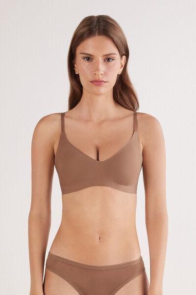 Caramel Adjustable Straps Microfibre Bra Top, Brown Mocha, large image number 0