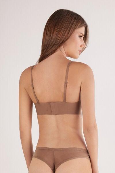 Caramel Adjustable Straps Microfibre Bra Top, Brown Mocha, large image number 3