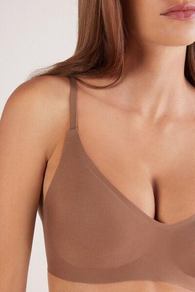 Caramel Adjustable Straps Microfibre Bra Top, Brown Mocha, large image number 5