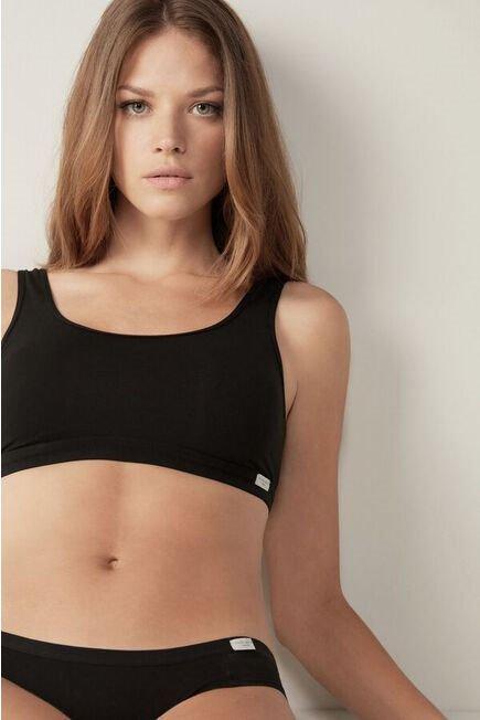 Black Cotton Bra, , large image number 0