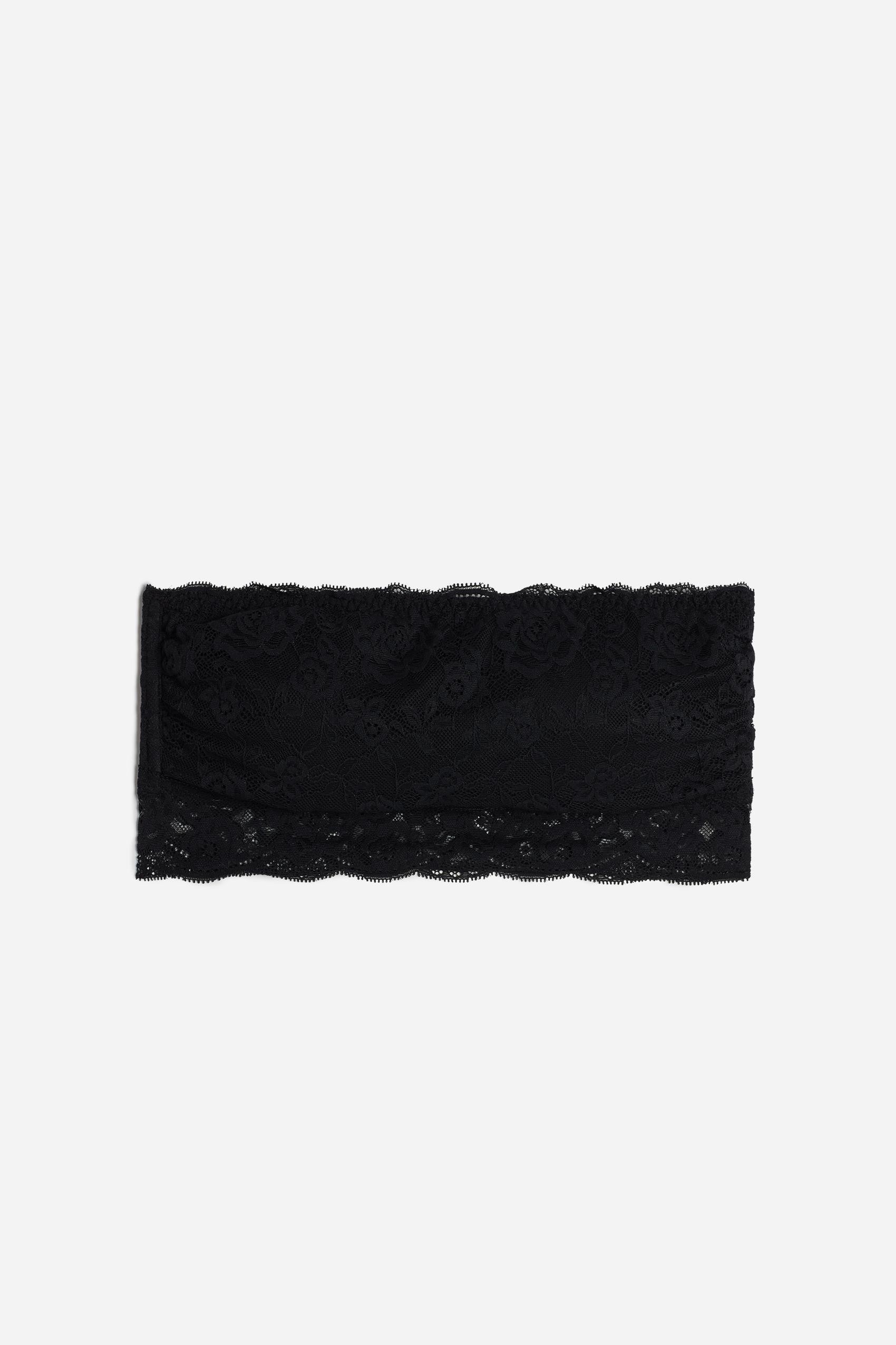 Black Ilaria Lace Bandeau Bra, , large image number 2