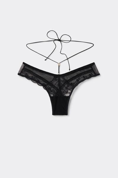 Black Sleepless Nights 80S-Style Brazilian Panty, , large image number 1